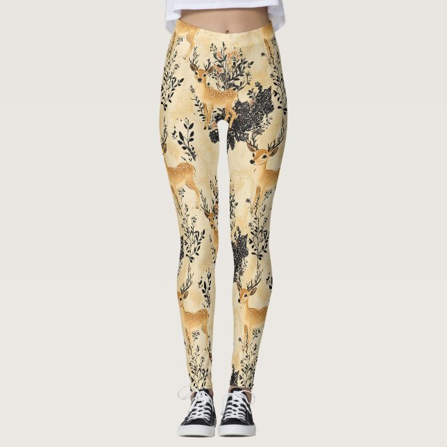 Leggings Patrón de vivero de cervatillo del bosque (Anverso)