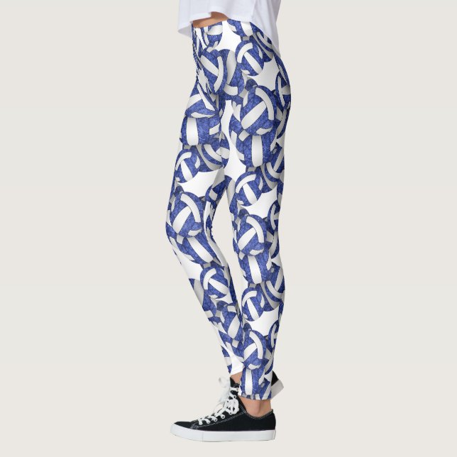 Leggings patrón de voleibol blanco azul (Izquierda)