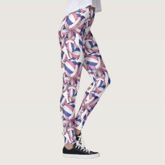Leggings patrón de voleibol de niñas blancas rosadas