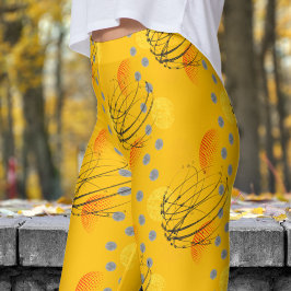 Leggings Patrón de vórtice atómico Naranja ámbar de moda