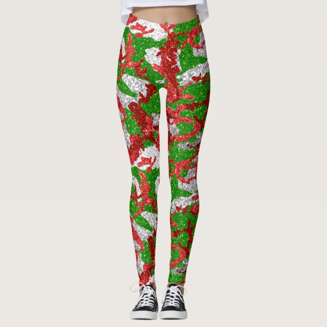 Leggings Patrón De Xmas Plateado De Haus Of Camo (Anverso)