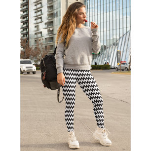Leggings Patrón de zag negro geométrico de Moda moderna