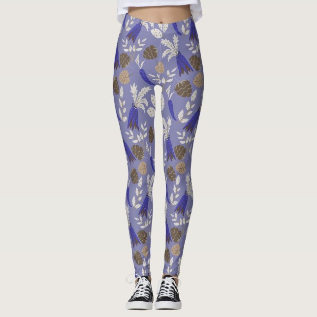 Leggings Patrón De Zanahorias Y Tuercas Azules (Anverso)