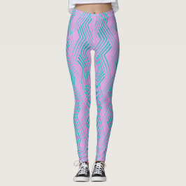 Leggings Patrón de zigzag de zigzag vertical de trazo verde