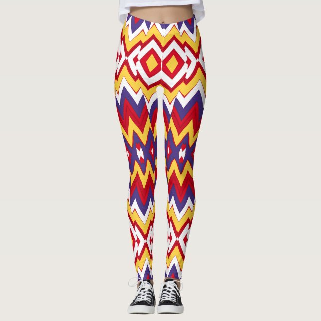 Leggings Patrón de zigzag multicolor "Ratti_Creative_Arts" (Anverso)