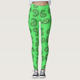 Leggings Patrón decorativo de paisajes en verde
