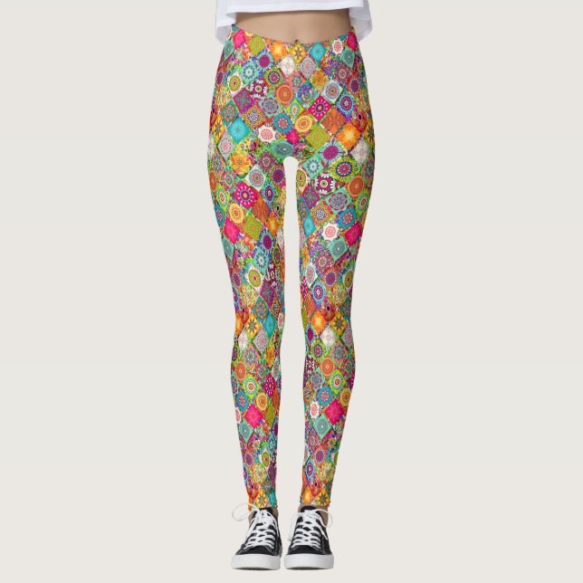 Leggings Patrón decorativo impecable y colorido (Anverso)