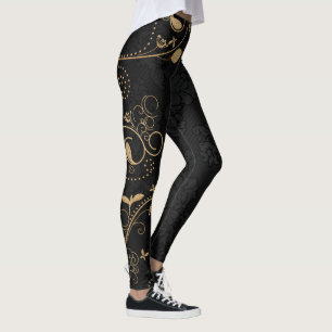 Leggings Patrón decorativo negro y dorado