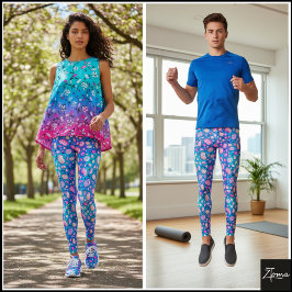 Leggings Patrón degradado azul de guijarro orgánico púrpura
