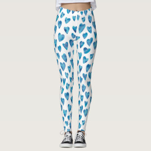 Leggings Patrón del corazón azul