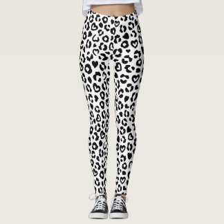 Leggings Patrón del corazón del leopardo negro