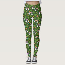 Leggings Patrón del día de San Patricio Arcoíris de Trébol