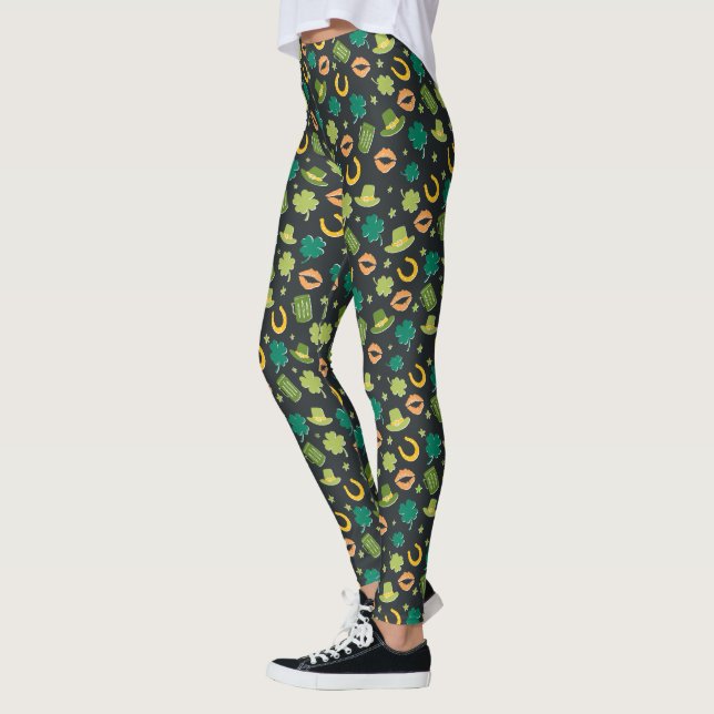 Leggings Patrón del Día Loco St Patrick (Izquierda)