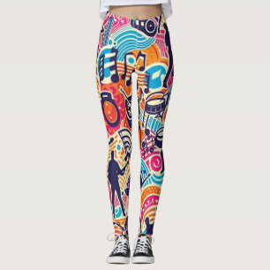 Leggings Patrón del festival musical colorido