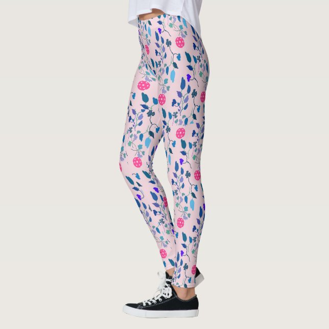 Leggings Patrón del jugador de bola de bola rosa y azul (Izquierda)