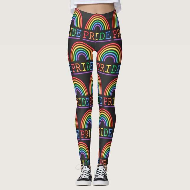 Leggings Patrón del orgullo arcoiris del Rótulo Neon (Anverso)