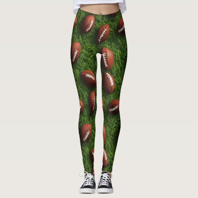 Leggings Patrón deportivo sin foco de fútbol americano (Anverso)