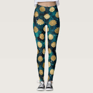 Leggings Patrón Dharma Mandala de galaxia verde dorada y os