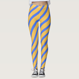 Leggings Patrón diagonal de franjas azul y oro