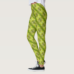 Leggings Patrón diagonal de hojas de palma verdes tropicale
