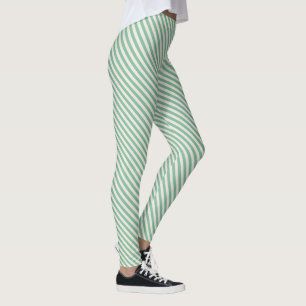 Leggings Patrón diagonal verde blanco