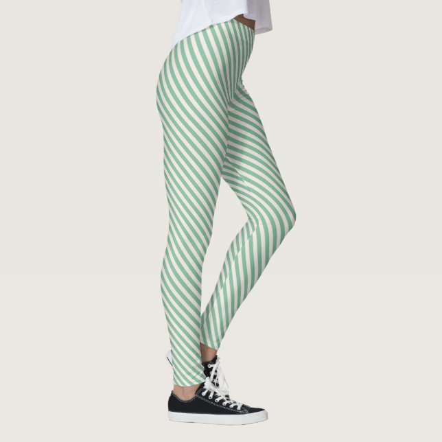 Leggings Patrón diagonal verde blanco (Derecha)