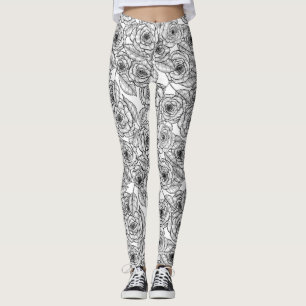 Leggings Patrón dibujado a mano por los rosas