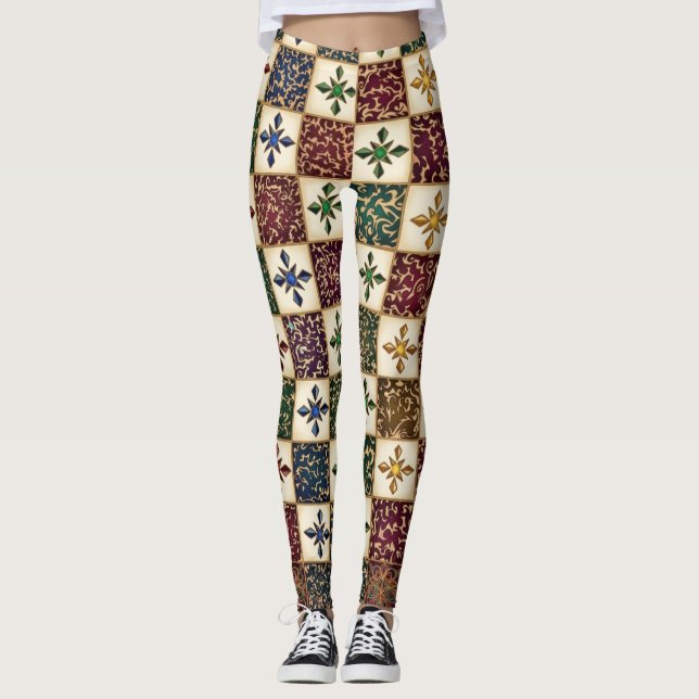 Leggings Patrón digital - Arte tribal monocromo (Anverso)