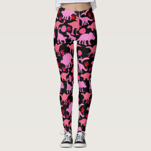 Leggings Patrón Dino Rosa Negro BG