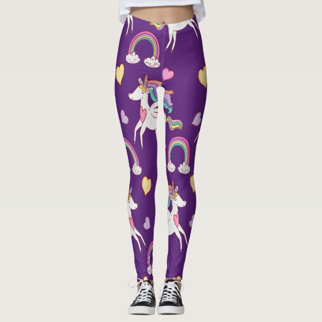 Leggings Patrón divertido de caballo mágico Unicornio (Anverso)