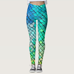 Leggings Patrón divertido de escamas de sirena geométricas 