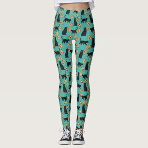 Leggings Patrón divertido de gato y pizza