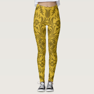 Leggings Patrón dorado amarillo de viña sin costuras de Wil