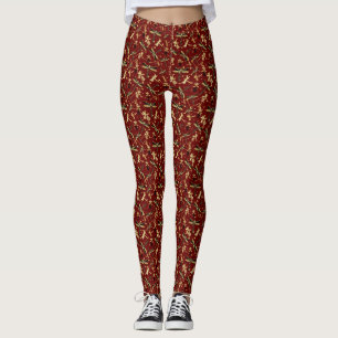 Leggings Patrón dorado DragonFly 04.bw Dred BG