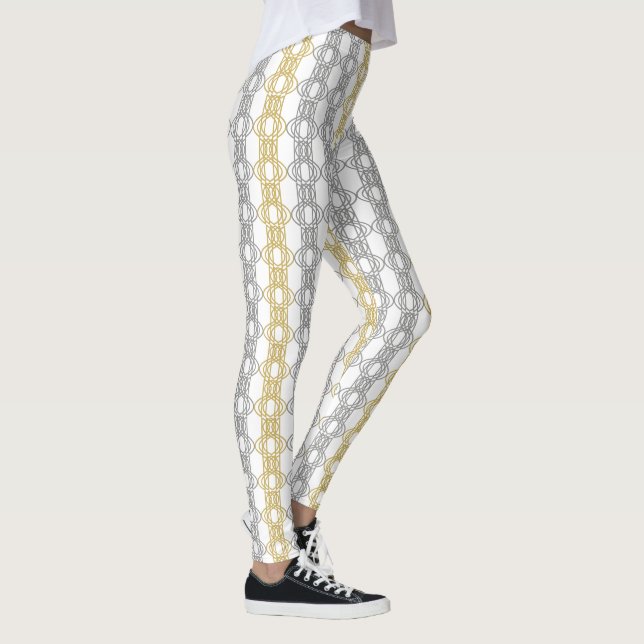 Leggings Patrón dorado plateado en blanco (Derecha)