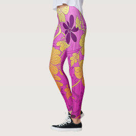 Leggings Patrón dorado rosado ORIENTAL - Piernas
