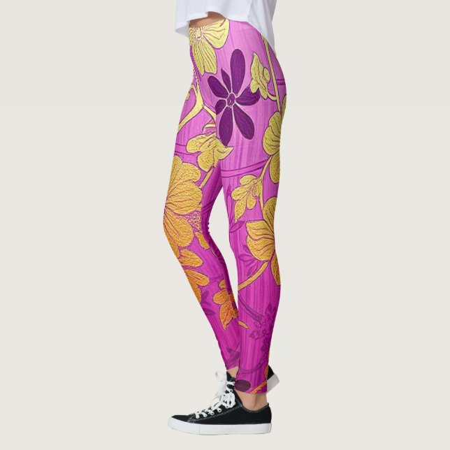 Leggings Patrón dorado rosado ORIENTAL - Piernas (Izquierda)