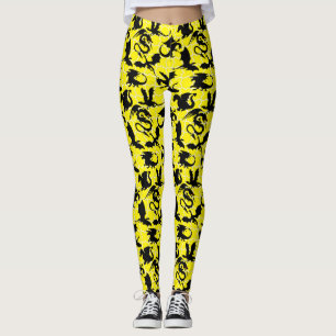 Leggings Patrón Dragon 01.wx4x4.azul amarillo BG