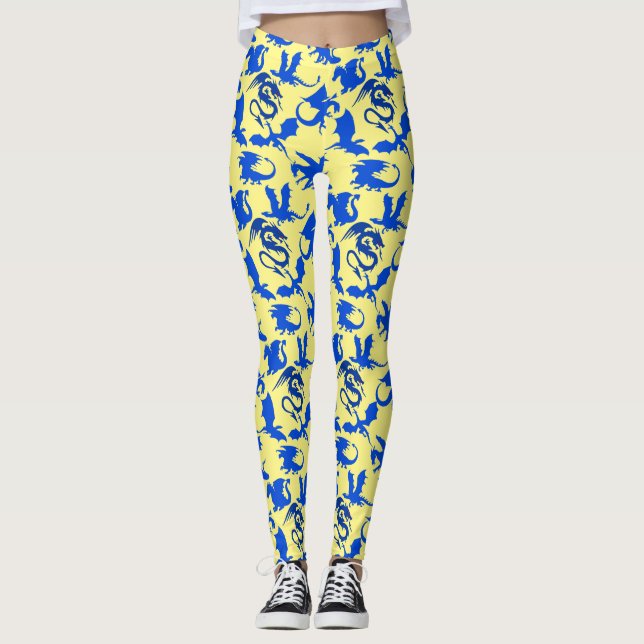 Leggings Patrón Dragon 02 azul.bwx4 LYellow BG (Anverso)