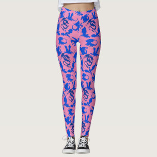 Leggings Patrón dragón 02 azul.bwx4 Rosa BG