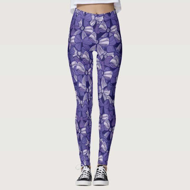 Leggings Patrón elegante de arco morado (Anverso)
