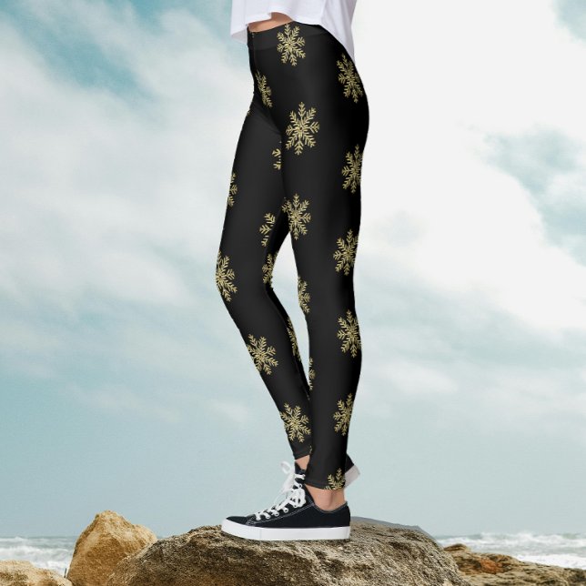 Leggings Patrón Elegante De Copos De Nieve De Purpurina Neg (Subido por el creador)