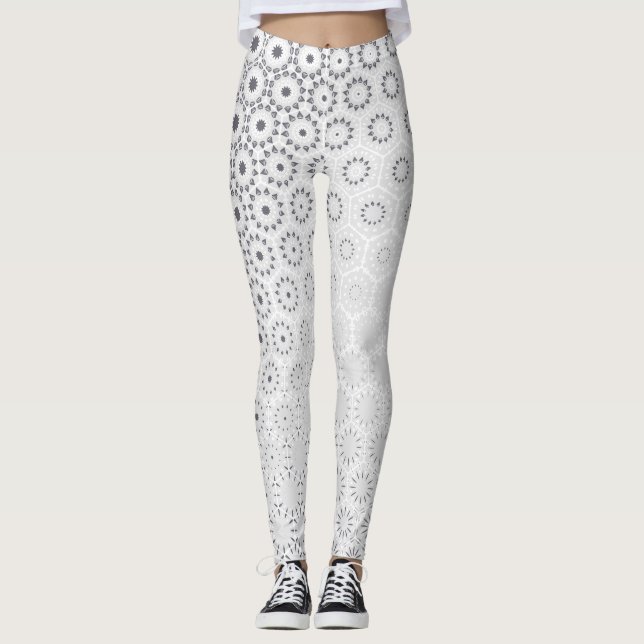 Leggings Patrón elegante de estreno de hexágono - Piernas (Anverso)