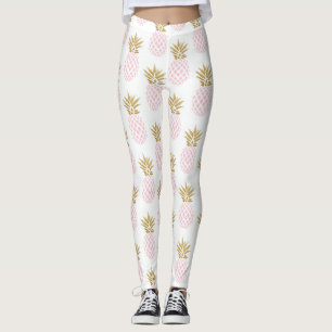Leggings Patrón elegante de imitación de oro tropical de 