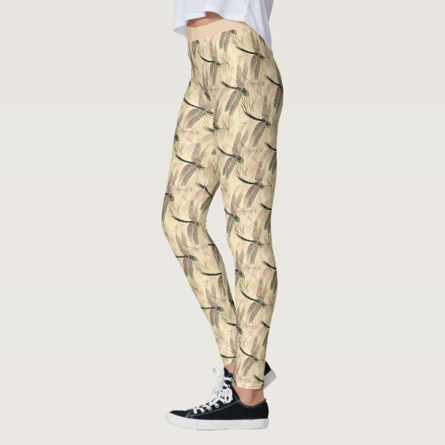 Leggings Patrón elegante de libélula Yoga entrenamiento (Izquierda)