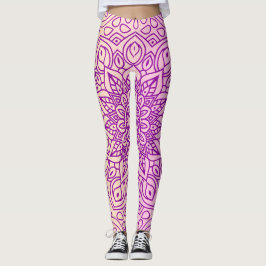 Leggings Patrón elegante de Mandala de gradiente morado