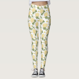 Leggings Patrón elegante de mariposas florales amarillas Hy