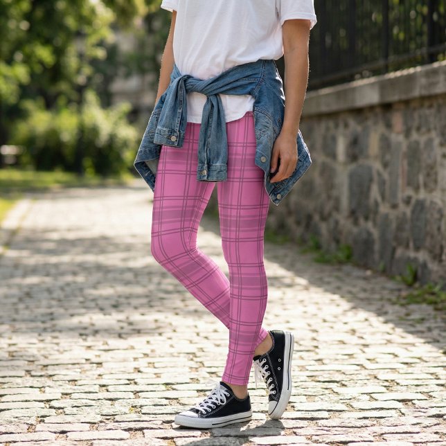 Leggings Patrón elegante de tartán rosado (Subido por el creador)