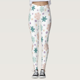 Leggings Patrón elegante del copo de nieve del Pastel