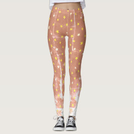 Leggings Patrón elegante estrellas blancas y amarillas
